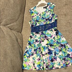 Three Hearts Blue and Green Fit and Flare Sundress